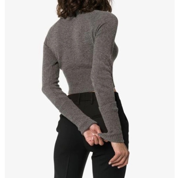 PRADA CROPPED CASHMERE KNIT SWEATER BLACK IT42 NWT - Picture 9 of 9